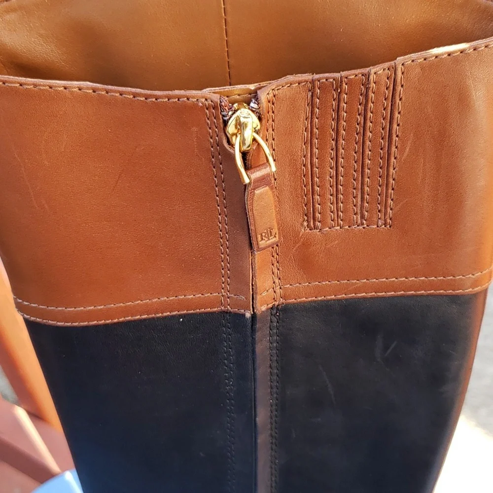 NWOT RALPH LAUREN  TONE RIDING POLO TALL BOOTS Women's 7.. Scratches! - Picture 7 of 11
